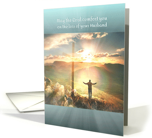 Sympathy for Loss of Husband Man and Cross in Circle of Light card