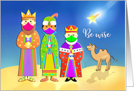 Covid Christmas Masks on Three Wise Men with Star and Camel card