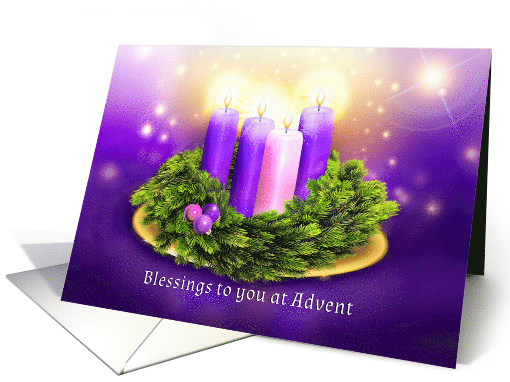 Advent Blessings for Christmas with Candles in Wreath card (1649498)