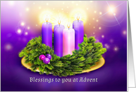 Advent Blessings for Christmas with Candles in Wreath card