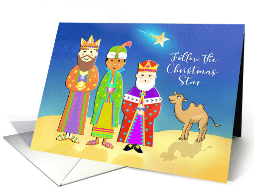 Merry Christmas Follow the Star with Wise Men or Three Kings card