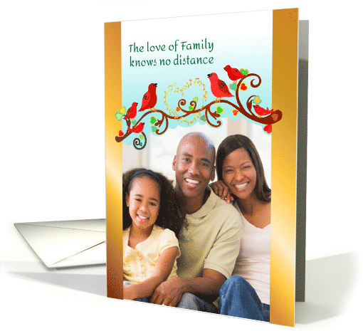 Holiday Birds and Musical Notes in Heart for Family at Christmas card