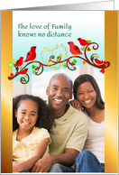 Holiday Birds and Musical Notes in Heart for Family at Christmas card
