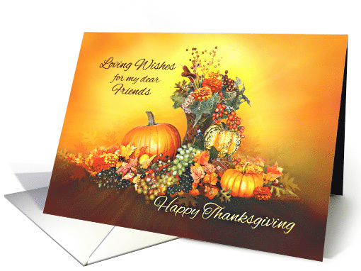For my Friends Happy Thanksgiving Pumpkins and Autumn Leaves card