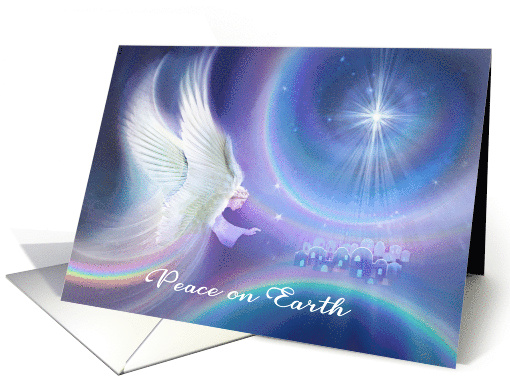 Christmas Angel and Star over Bethlehem for Peace on Earth card