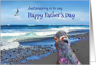 Happy Father’s Day Cute Pigeon on Beach card