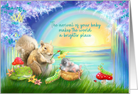 Baby Congratulations Baby Mouse in Walnut Shell with Cute Animals card