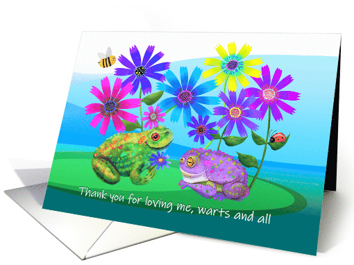 Happy Anniversary to Wife Funny Toads in Love with Flowers card