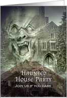 Halloween Haunted House Party Invitation with Screaming Gargoyle card