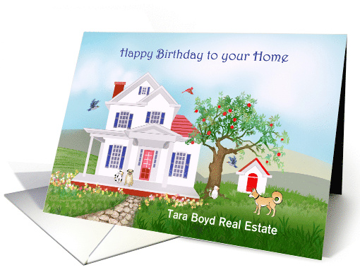 Happy Birthday to your Home Farmhouse in Countryside with Pets card