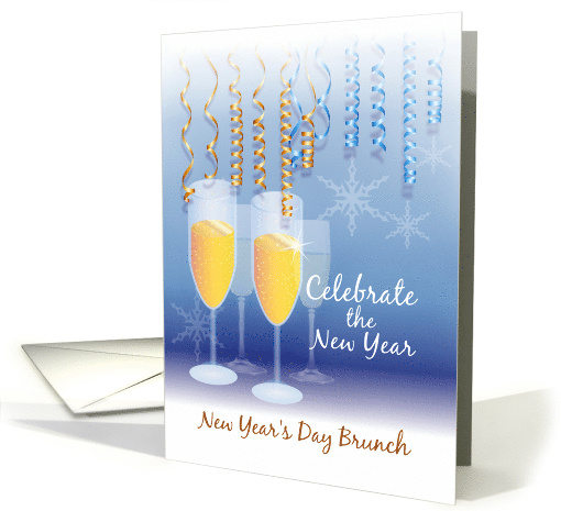 Brunch Invitation for New Year's Day Champagne Glasses card (1752786)