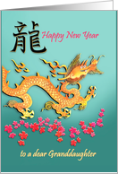 Chinese New Year Dragon for Granddaughter Goofy Dragon & Flowers card