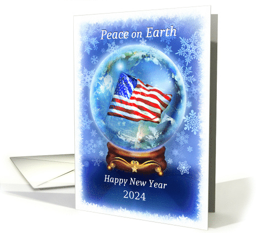 Peace Symbol Superimposed on Flag in Snow Globe card (1806922)