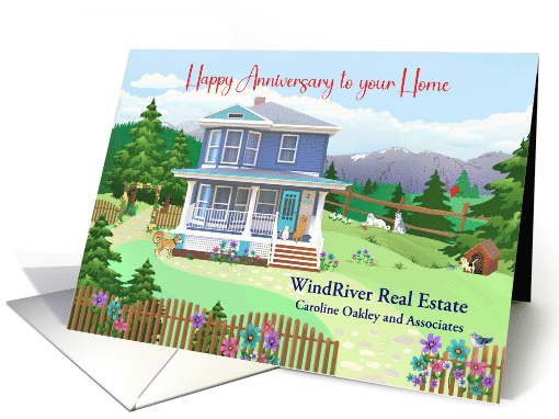 Happy Anniversary to Home with Farmhouse Pets and Garden card