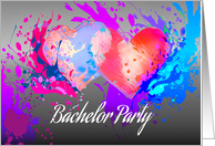 Paintball Bachelor Party Invitation with Two Hearts Paint Spattered card