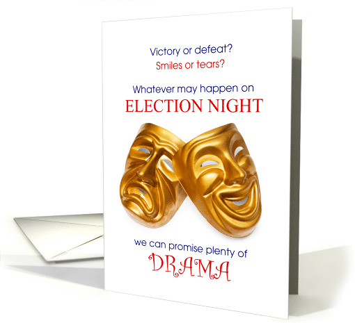 Election Night Watch Party Invitation with Drama Masks card (1884724)