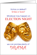 Election Night Watch Party Invitation with Drama Masks card