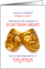 Election Night Watch Party Invitation with Drama Masks card