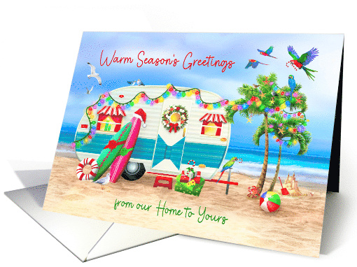 Seasons Greetings from our Tropical Holiday Home with Camper card
