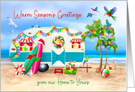 Seasons Greetings from our Tropical Holiday Home with Camper card