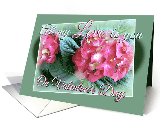 Happy Valentine's Day Pink Hydrangeas Valentine to my Love card