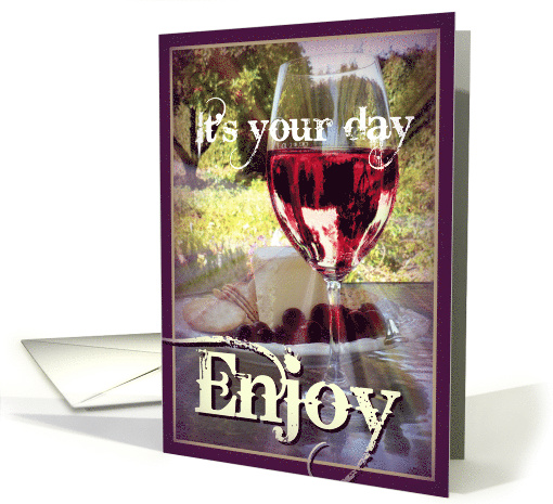 Thinking of You It's Your Day with Red Wine Glass card (761195)