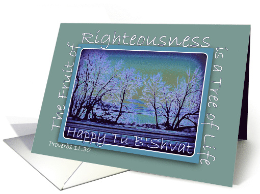 Happy Tu B'Shvat Jewish Arbor Day with Scripture and Tree of Life card