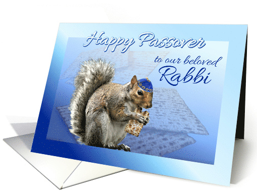 To Our Beloved Rabbi Passover Squirrel in Yarmulke with Matzah card
