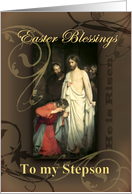 Easter Blessings to Stepson, Jesus is Risen card