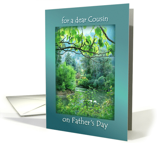 Happy Father's Day to Cousin, River Scene Father's Day for Cousin card