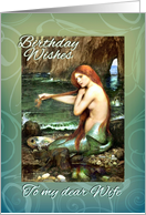 Happy Birthday to my Wife Mermaid Combing Hair by Seashore card