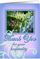 To Host/Hostess, Thank You for Hospitality, Garden Fence card