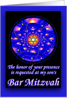 My Son’s Bar Mitzvah Invitation, Blue Sphere card