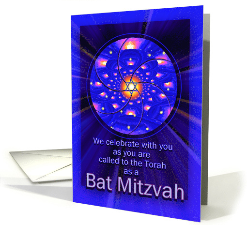 Bat Mitzvah Congratulations with Star of David and Light Rays card