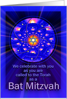 Bat Mitzvah Congratulations with Star of David and Light Rays card