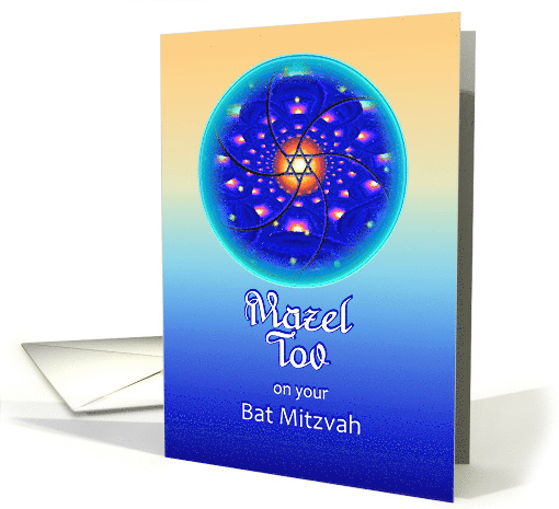 Congratulations on Bat Mitzvah, Mazel Tov with Blue Star of David card