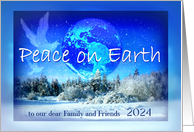 2024 New Year Peace on Earth with Doves over Snowy Landscape card