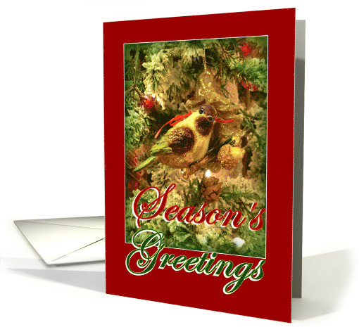 Merry Christmas and Season's Greetings, Bird in Christmas Tree card