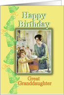 Happy Birthday Great Granddaughter Vintage Birthday with Party Hats card