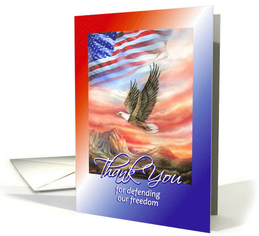 Military Service Thank You to Serviceman Eagle & American Flag card