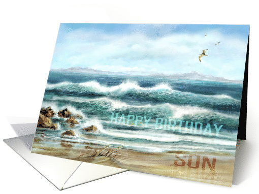 To Son Happy Birthday Son Aqua Seascape with Seagulls card (819220)