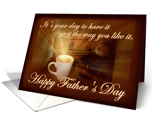 Happy Father's Day for a Coffee Lover Coffee Mug with Light Rays card
