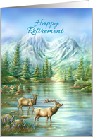 Happy Retirement Congratulations with Elks and Mountain Lake card