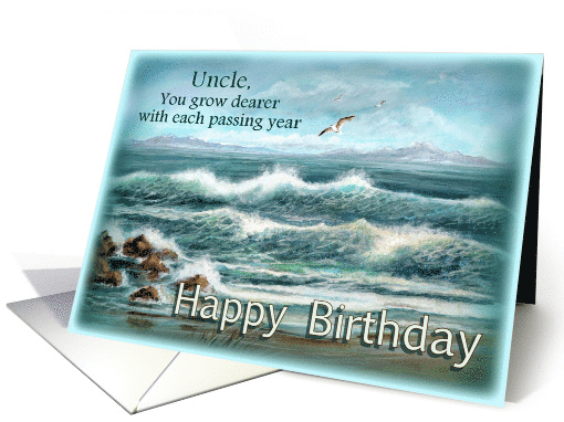 Uncle Happy Birthday with Seascape and Ocean Waves card (824649)