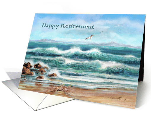 Happy Retirement Seascape with Seagull Blue Ocean Waves card (824712)