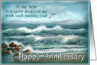 To Wife, Happy Anniversary, Ocean Waves card