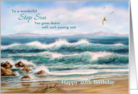 Happy 40th Birthday to Step Son Seascape and Ocean Waves card