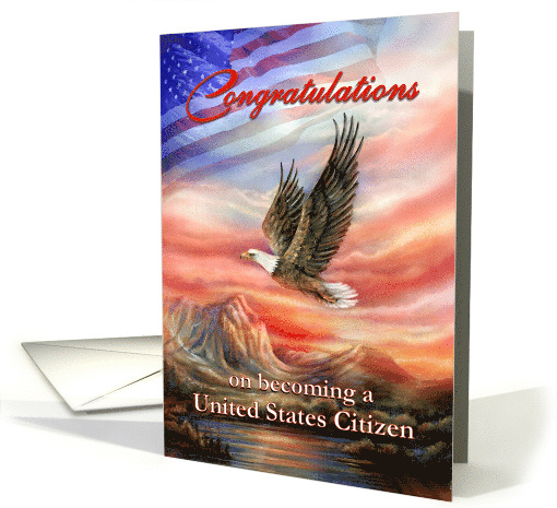 Congratulations on Becoming a United States Citizen Flying Eagle card