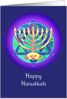 Happy Chanukah Menorah and Star Hanukkah Lights Star of David card