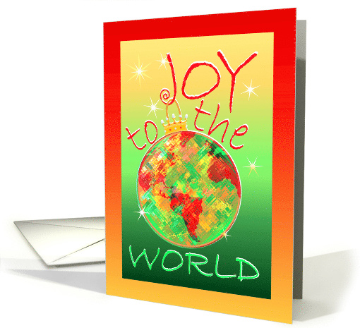 Joy to the World Merry Christmas Planet Earth Christmas Ornament card